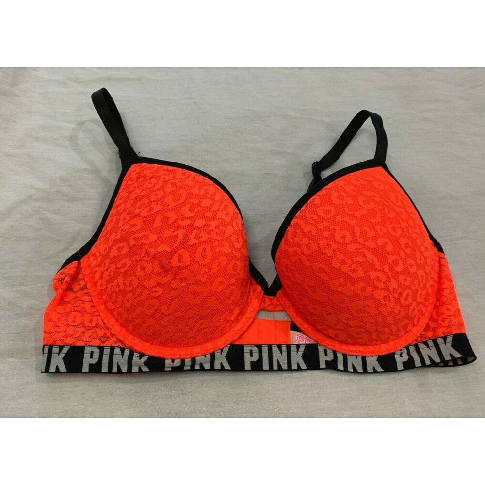 PINK VICTORIA SECRET WEAR EVERYWHERE PUSH UP WOMENS UNDERWIRE BRA SIZE 34D